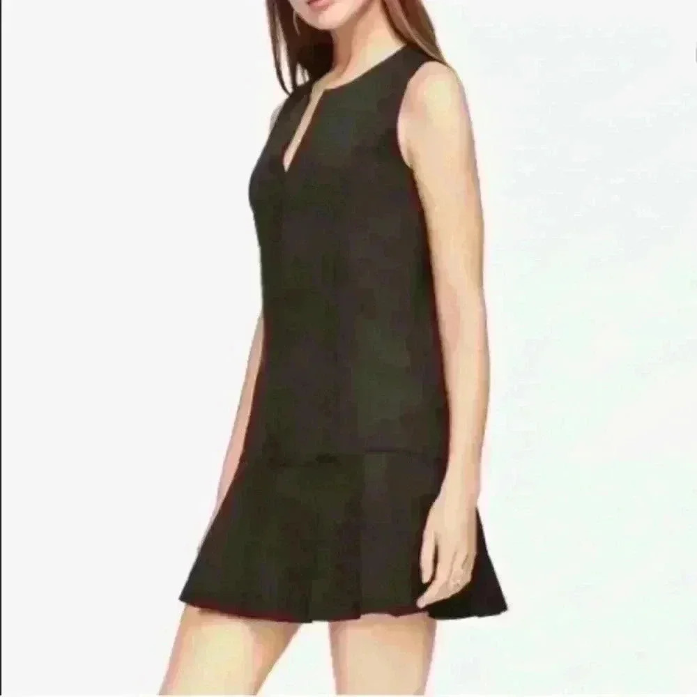 BCBGMAXAZRIA Black Faux Suede Adelene Dress